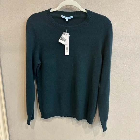 NWT Antonio Melani | L | 100% Cashmere Crewneck Sweater Spruce Green DEEP GREEN - Picture 3 of 9